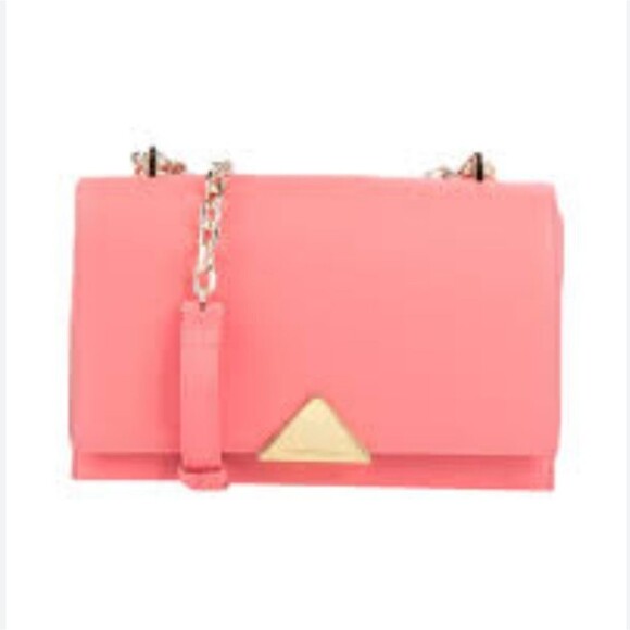NWOT Emporio Armani Coral Pink Leather Chic Girlcore Edgy Girly Work Crossbody - Picture 1 of 5